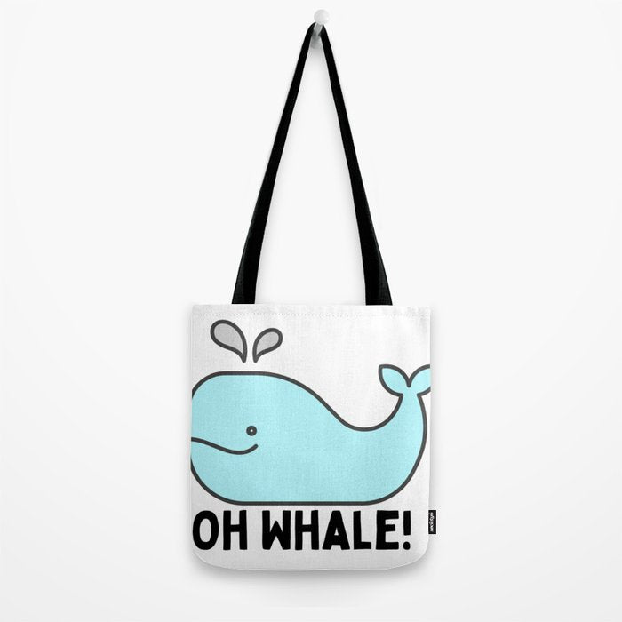 Oh Whale Funny Cute Pun Ocean Animal Cartoon Beach Tote Bag Gallery Image 2