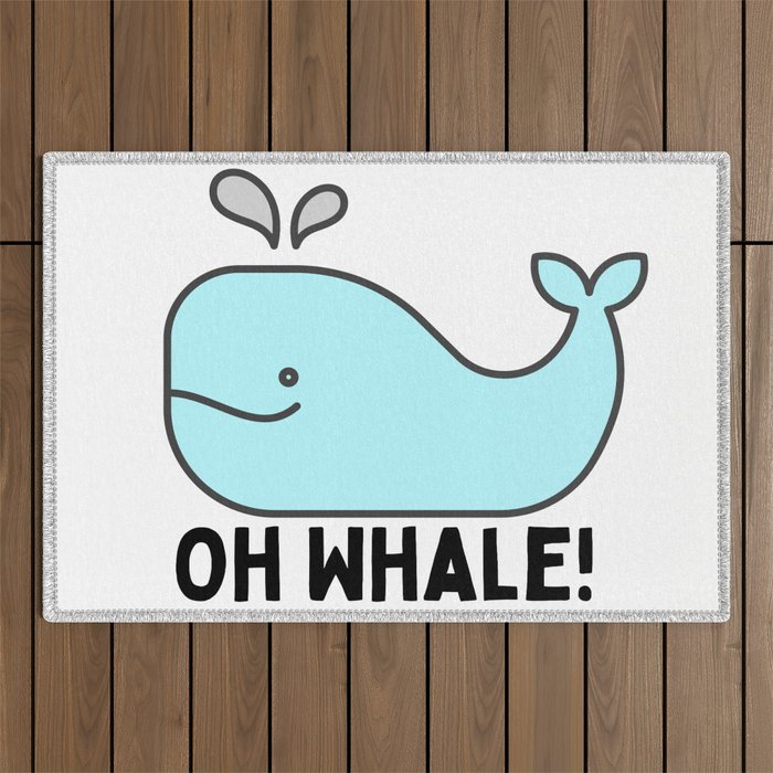 Oh Whale Funny Cute Pun Ocean Animal Cartoon Beach Outdoor Rug Gallery Image 1
