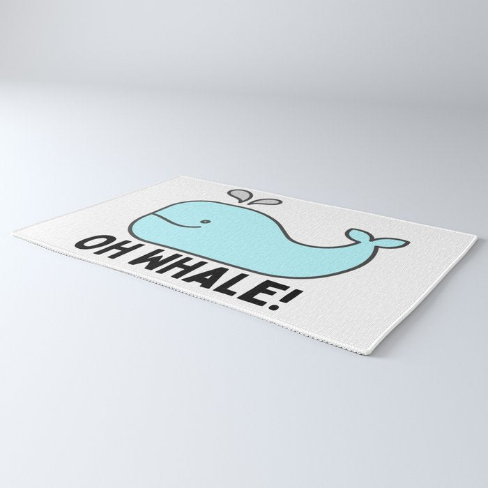 Oh Whale Funny Cute Pun Ocean Animal Cartoon Beach Rug Gallery Image 3