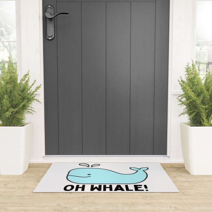 Oh Whale Funny Cute Pun Ocean Animal Cartoon Beach Welcome Mat Gallery Image 3