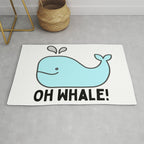 Oh Whale Funny Cute Pun Ocean Animal Cartoon Beach Rug Gallery Image 1