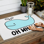 Oh Whale Funny Cute Pun Ocean Animal Cartoon Beach Outdoor Rug Gallery Image 2