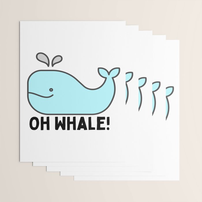 Oh Whale Funny Cute Pun Ocean Animal Cartoon Beach Wrapping Paper Gallery Image 3