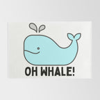 Oh Whale Funny Cute Pun Ocean Animal Cartoon Beach Rug Gallery Image 2