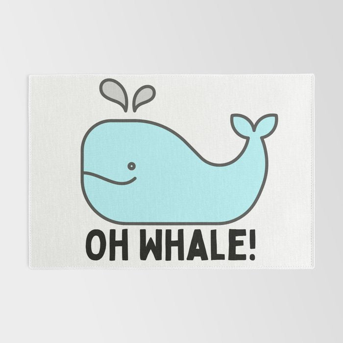 Oh Whale Funny Cute Pun Ocean Animal Cartoon Beach Rug Gallery Image 2