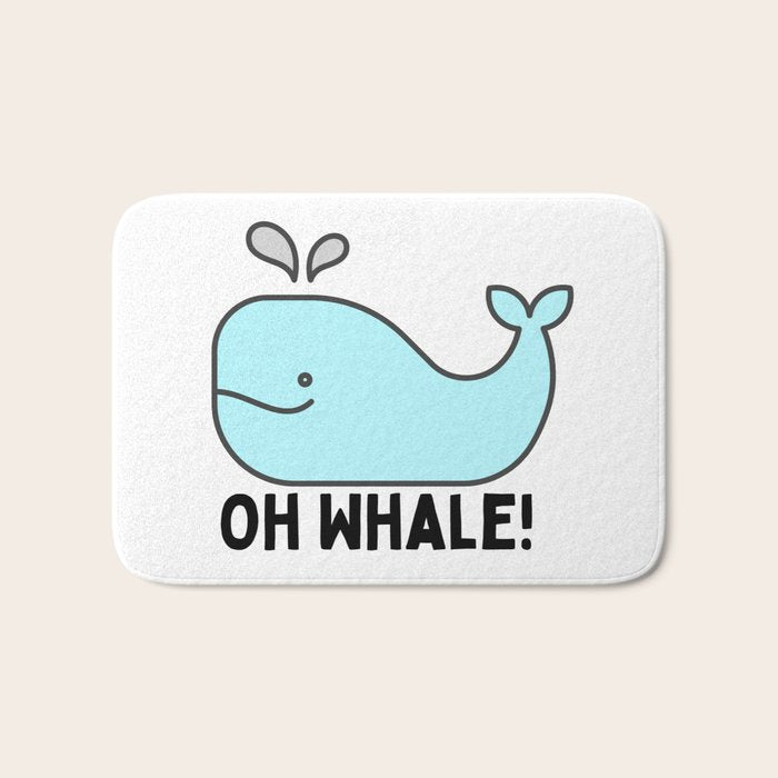 Oh Whale Funny Cute Pun Ocean Animal Cartoon Beach Bath Mat Gallery Image 1
