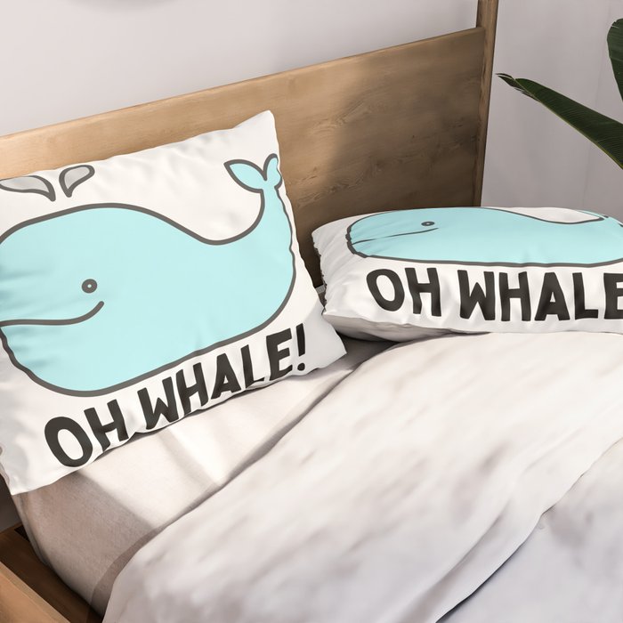 Oh Whale Funny Cute Pun Ocean Animal Cartoon Beach Pillow Sham Gallery Image 2