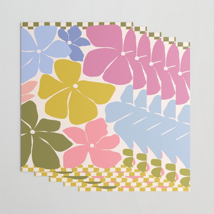 Checkered Carefree Blooms Wrapping Paper Gallery Image 3