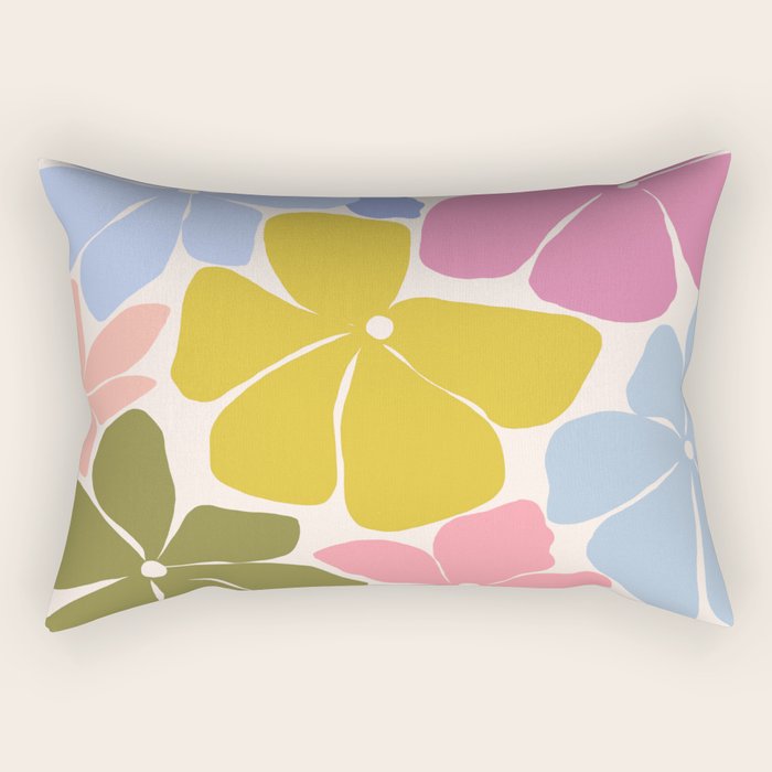 Checkered Carefree Blooms Rectangular Pillow Gallery Image 1
