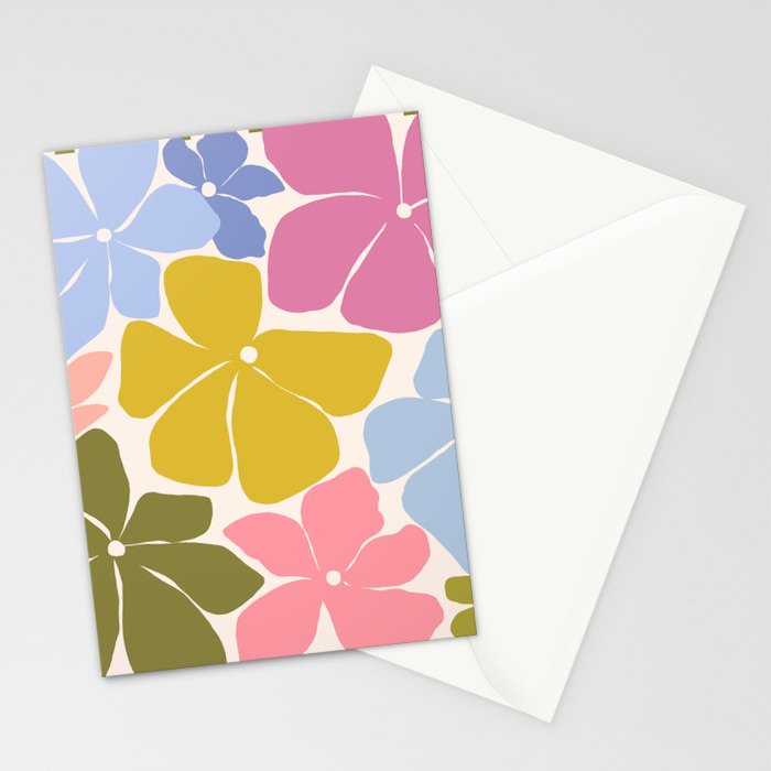 Checkered Carefree Blooms Stationery Card Gallery Image 2