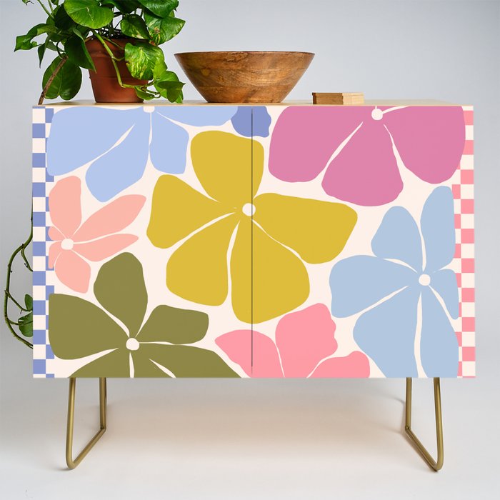 Checkered Carefree Blooms Credenza Gallery Image 1