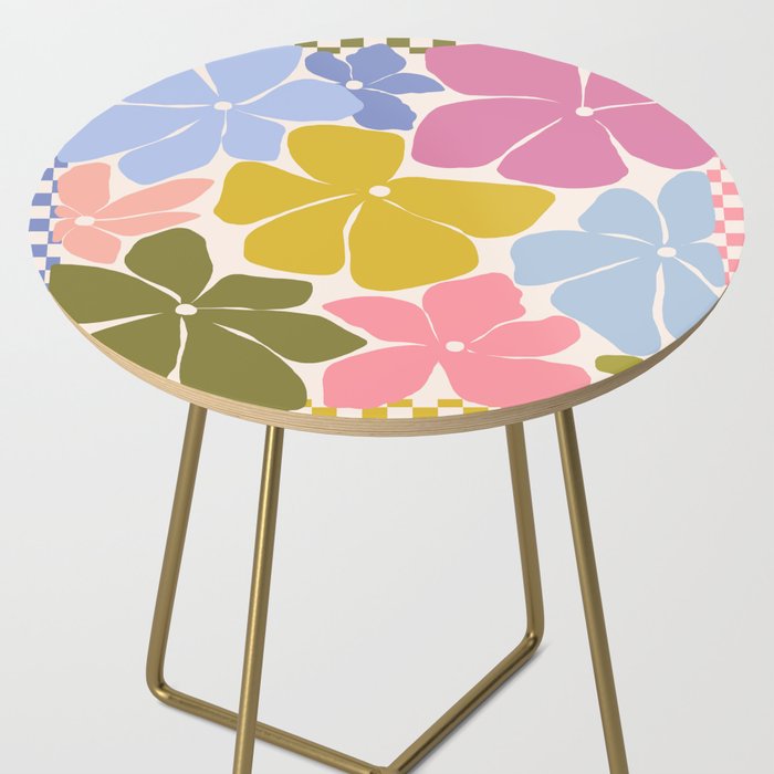 Checkered Carefree Blooms Side Table Gallery Image 2