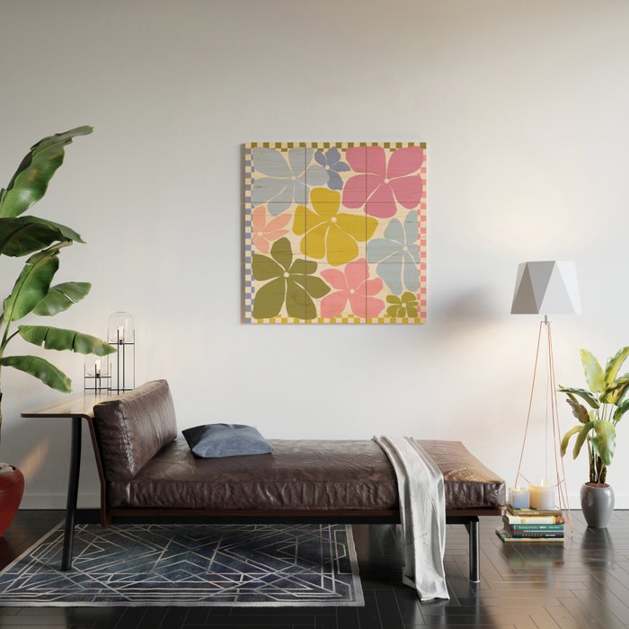 Checkered Carefree Blooms Wood Wall Art Gallery Image 2