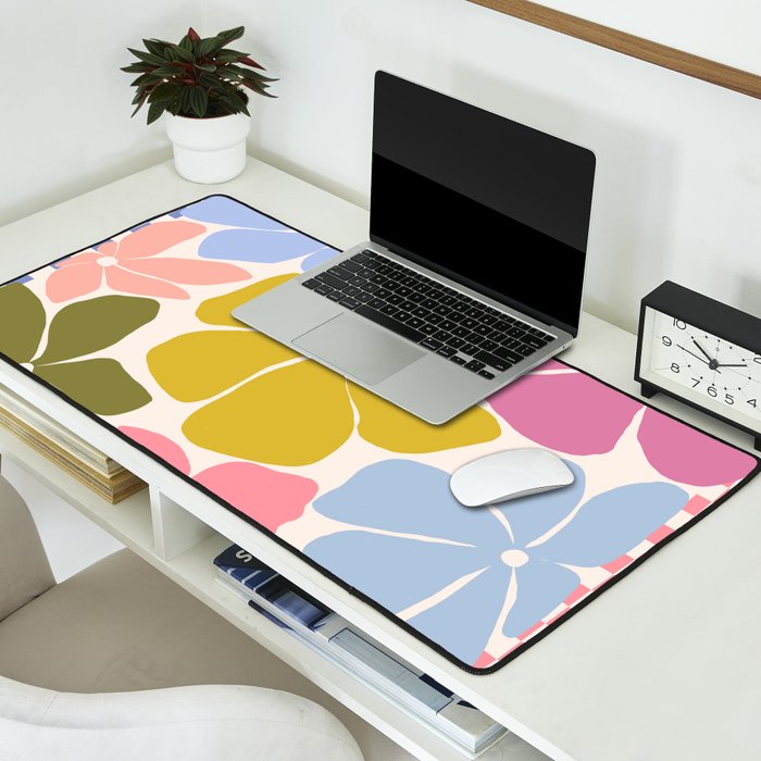 Checkered Carefree Blooms Desk Mat Gallery Image 2