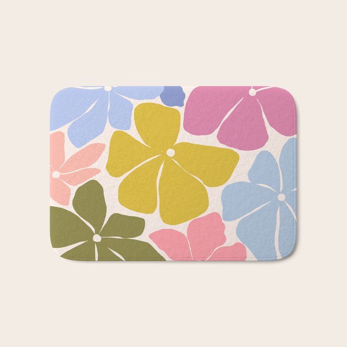 Checkered Carefree Blooms Bath Mat Gallery Image 1