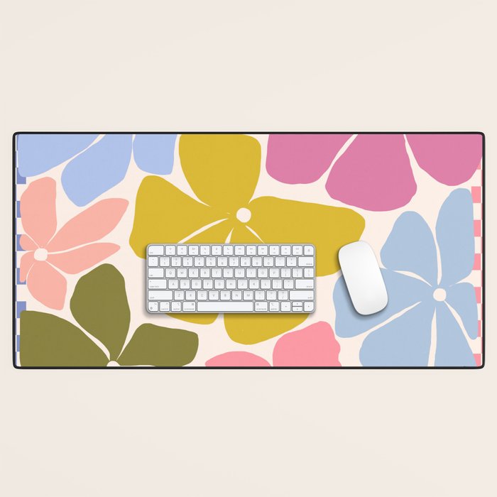 Checkered Carefree Blooms Desk Mat Gallery Image 1