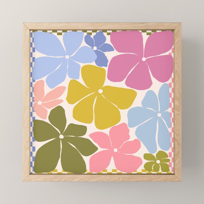 Checkered Carefree Blooms Mini Art Print Gallery Image 1