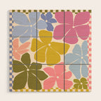 Checkered Carefree Blooms Wood Wall Art Gallery Image 1
