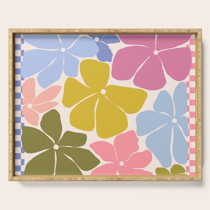 Checkered Carefree Blooms Serving Tray Gallery Image 1