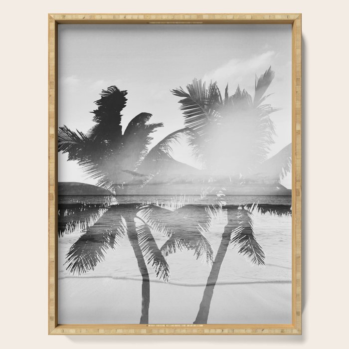 Tropicana seas - bw Serving Tray Gallery Image 1