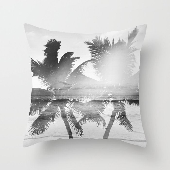 Tropicana seas - bw Throw Pillow Gallery Image 6