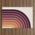 Gradient Arch III Warm Sunset Mid Century Modern Rainbow Outdoor Rug Gallery Image 1
