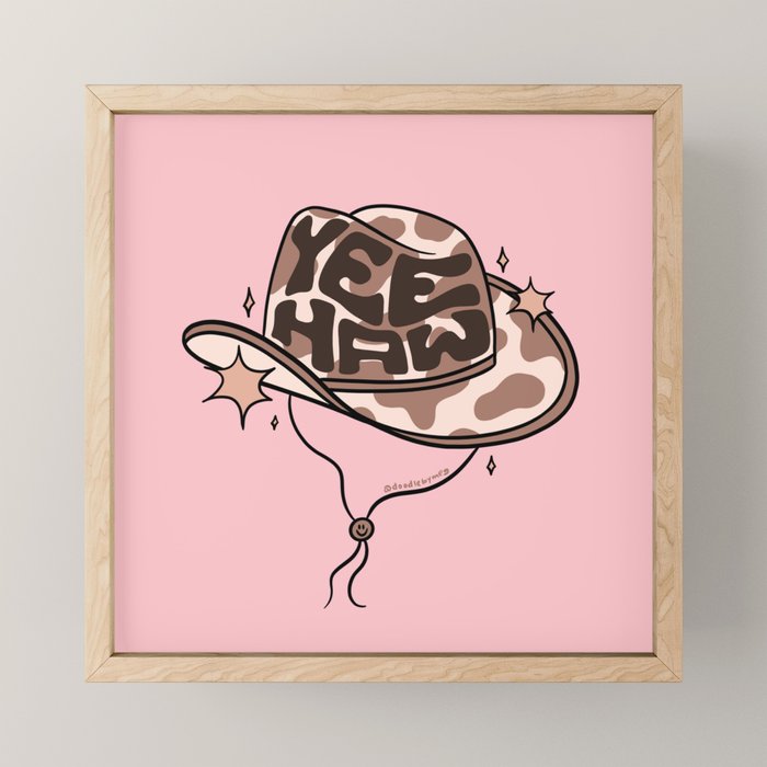 Yeehaw Cowboy Hat Inspired by PANTONE 17 1230 Mocha Mousse Mini Art Print Gallery Image 1