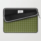 Gingham Check Pattern in Olive and Moss Green Laptop Sleeve Gallery Image 2