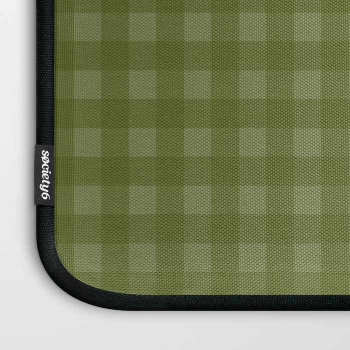 Gingham Check Pattern in Olive and Moss Green Laptop Sleeve Gallery Image 3