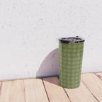Gingham Check Pattern in Olive and Moss Green Travel Mug Gallery Image 4