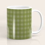 Gingham Check Pattern in Olive and Moss Green Coffee Mug Gallery Image 1