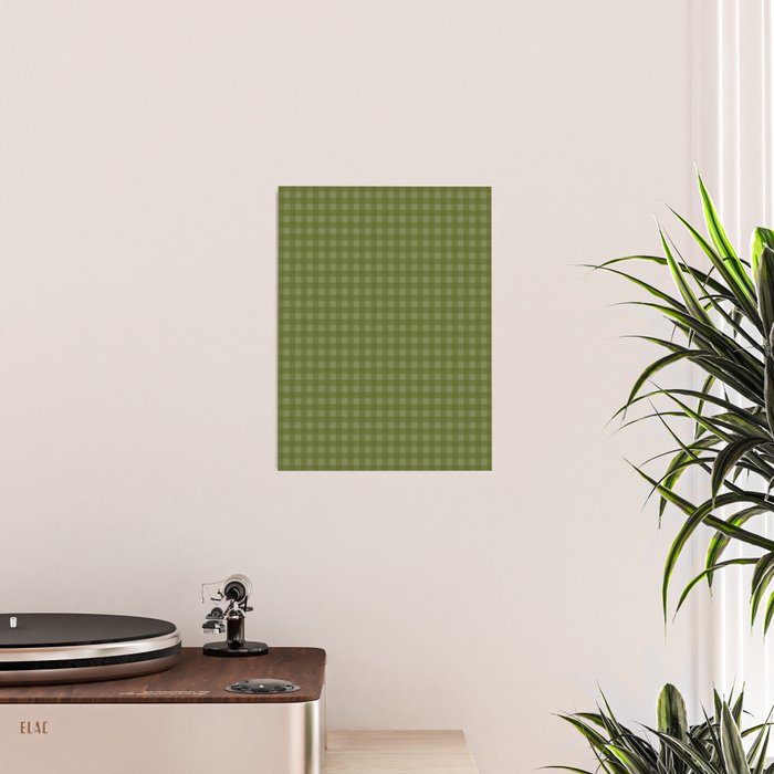 Gingham Check Pattern in Olive and Moss Green Poster Gallery Image 2