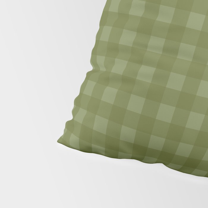 Gingham Check Pattern in Olive and Moss Green Pillow Sham Gallery Image 4