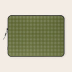 Gingham Check Pattern in Olive and Moss Green Laptop Sleeve Gallery Image 1