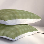 Gingham Check Pattern in Olive and Moss Green Pillow Sham Gallery Image 3