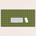 Gingham Check Pattern in Olive and Moss Green Desk Mat Gallery Image 1