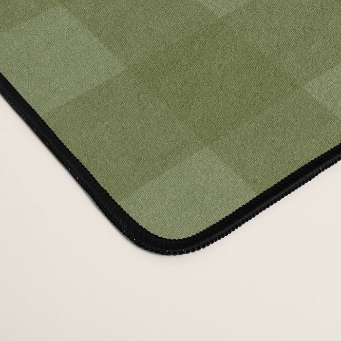 Gingham Check Pattern in Olive and Moss Green Desk Mat Gallery Image 4