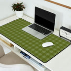 Gingham Check Pattern in Olive and Moss Green Desk Mat Gallery Image 2