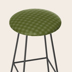 Gingham Check Pattern in Olive and Moss Green Stool Gallery Image 2