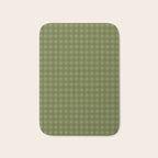 Gingham Check Pattern in Olive and Moss Green Bath Mat Gallery Image 1