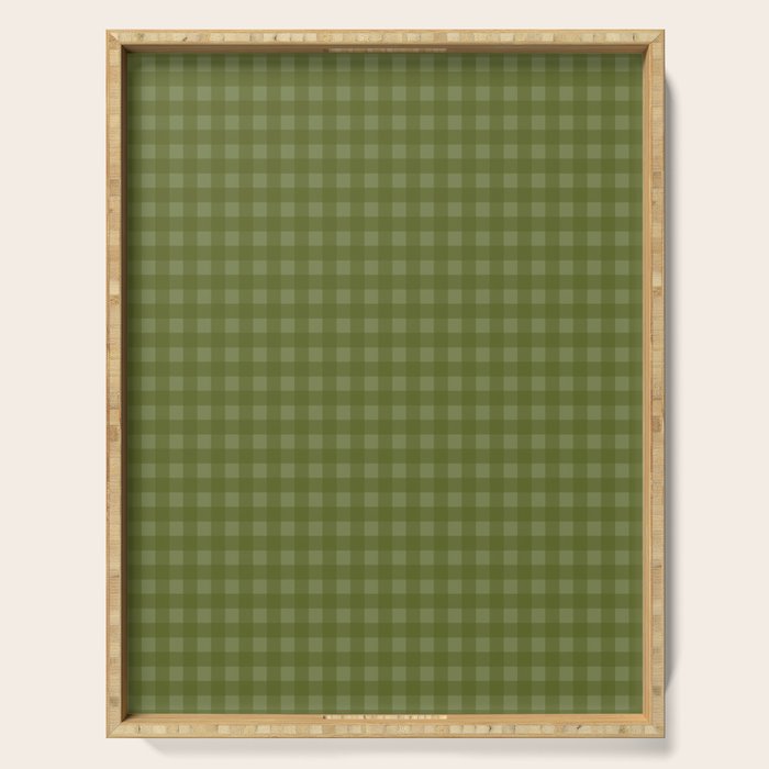 Gingham Check Pattern in Olive and Moss Green Serving Tray Gallery Image 1