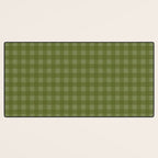 Gingham Check Pattern in Olive and Moss Green Desk Mat Gallery Image 3