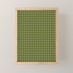 Gingham Check Pattern in Olive and Moss Green Mini Art Print Gallery Image 1