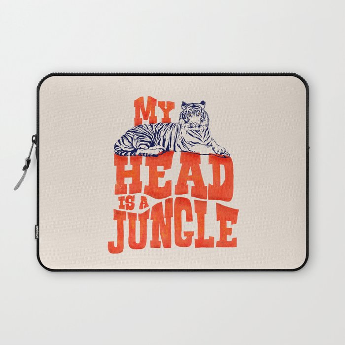 My Head is a Jungle-Tiger typography Laptop Sleeve Gallery Image 1