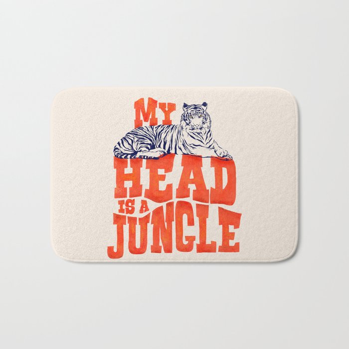 My Head is a Jungle-Tiger typography Bath Mat Gallery Image 1