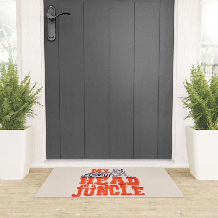 My Head is a Jungle-Tiger typography Welcome Mat Gallery Image 3