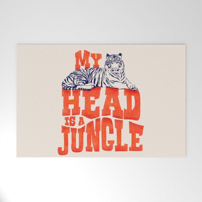 My Head is a Jungle-Tiger typography Welcome Mat Gallery Image 1