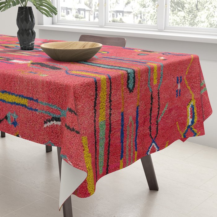 Traditional Moroccan Berber Carpet Arwtork Tablecloth Gallery Image 3