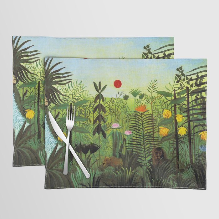 Henri Rousseau "Exotic Landscape with Lion and Lioness in Africa" Placemat Gallery Image 1
