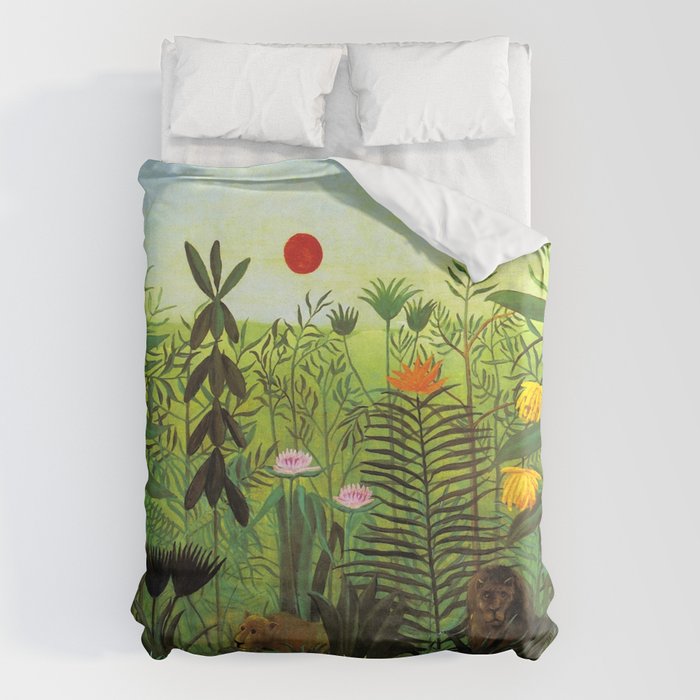Henri Rousseau "Exotic Landscape with Lion and Lioness in Africa" Duvet Cover Gallery Image 6
